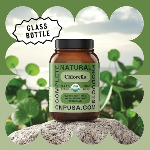 Complete Natural Products Organic Chlorella Capsules, 500mg, 100ct, Pure Green Algae Superfood, Detox & Immune Support, Vitamin B12 & Chlorophyll Rich, Plant-Based, Vegan, Non-GMO in Saudi Arabia