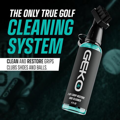 Geko Golf Club Brush and Cleaner System with Magnetic Attachment, Golf Club Cleaning Brush for Grooves, Grips, Irons and Balls in Kuwait