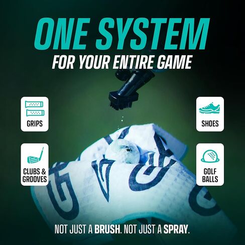 Geko Golf Club Brush and Cleaner System with Magnetic Attachment, Golf Club Cleaning Brush for Grooves, Grips, Irons and Balls in Kuwait