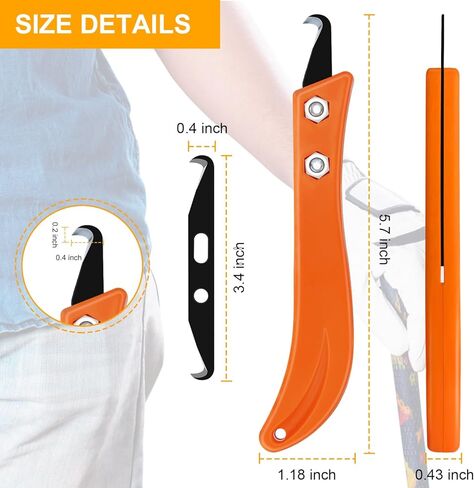 10 قطع من سكين شفرة خطاف النادي مع مقبض، مجموعة أدوات إزالة قبضة الجولف مزدوجة الأطراف 3.4 بوصة مع صندوق بلاستيكي، شفرات خطافية ذاتية الصنع لإعادة الإمساك بقبضة نادي الجولف والدراجة الجبلية باللون الأسود والبرتقالي in Kuwait