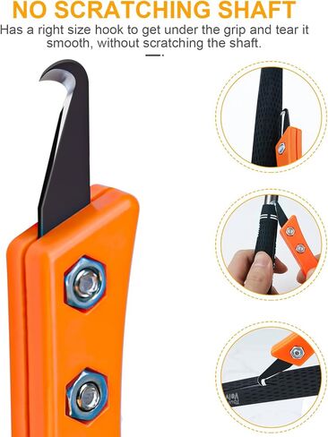 10 قطع من سكين شفرة خطاف النادي مع مقبض، مجموعة أدوات إزالة قبضة الجولف مزدوجة الأطراف 3.4 بوصة مع صندوق بلاستيكي، شفرات خطافية ذاتية الصنع لإعادة الإمساك بقبضة نادي الجولف والدراجة الجبلية باللون الأسود والبرتقالي in Kuwait