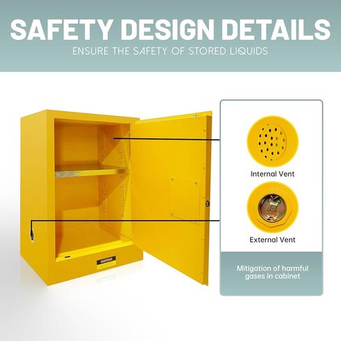 24 Gallon Flammable Cabinet 35H x 23W x 18D, Galvanized Steel Safety Storage Cabinet with Adjustable Shelf for Commercial, Industrial & Home Use in Saudi Arabia