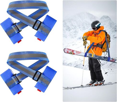 2 Pcs Ski Carrier Strap, Ski Straps for Carrying Pole Straps Design Adjustable for Bags Strap and Pole Carrier for Boards Winter Sports Accessories in Saudi Arabia