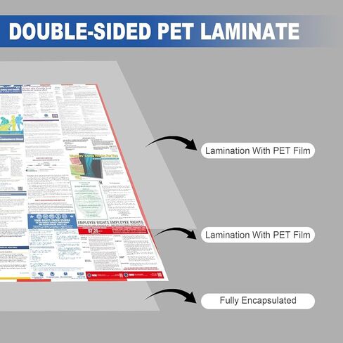 ملصق قوانين العمل الفيدرالية وولاية كاليفورنيا لعام 2026 - متوافق مع إدارة السلامة والصحة المهنية (OSHA) ومغلف بالأشعة فوق البنفسجية ومقاوم للماء مقاس 24 بوصة × 36 بوصة إصدار باللغة الإنجليزية - نشر امتثال الكل في واحد in Kuwait