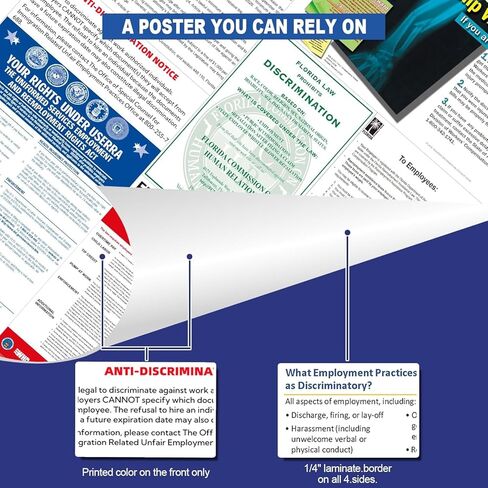 ملصق قوانين العمل الفيدرالية وولاية كاليفورنيا لعام 2026 - متوافق مع إدارة السلامة والصحة المهنية (OSHA) ومغلف بالأشعة فوق البنفسجية ومقاوم للماء مقاس 24 بوصة × 36 بوصة إصدار باللغة الإنجليزية - نشر امتثال الكل في واحد in Kuwait