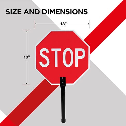 OLANZU Double Sided 3-Pack Handheld Stop Sign 18"x 18" - 120 MIL Composite Aluminum Stop Sign with Handle (Metal) - Rust Free, UV Protected Stop Signs for Traffic Control & Safety in Saudi Arabia