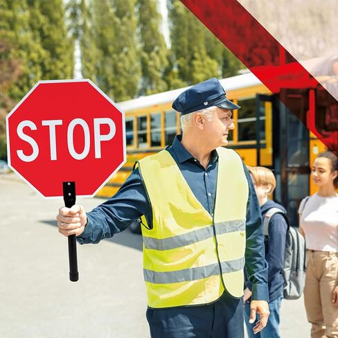 OLANZU Double Sided 3-Pack Handheld Stop Sign 18"x 18" - 120 MIL Composite Aluminum Stop Sign with Handle (Metal) - Rust Free, UV Protected Stop Signs for Traffic Control & Safety in Saudi Arabia