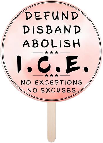 Abolish ICE Protest Sign 12 Inch Square, Handheld Sign with Stick, Waterproof Rally Poster for March, Demonstration, Public Gathering Corrugated Plastic in Kuwait