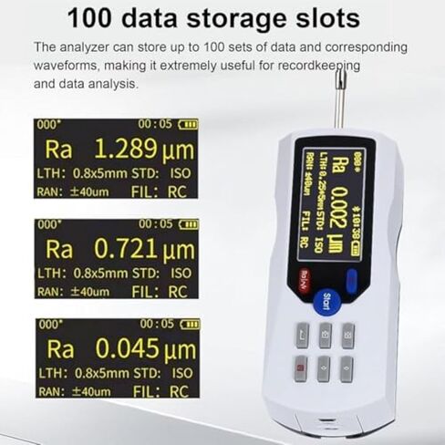 Handheld Roughness Measuring Device, Portable Profilometer with 160μm Measuring Range, Includes Calibration Block & Holder for Accurate Surface Roughness Testing in Saudi Arabia