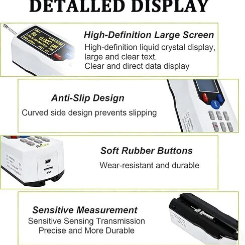 Handheld Roughness Measuring Device, Portable Profilometer with 160μm Measuring Range, Includes Calibration Block & Holder for Accurate Surface Roughness Testing in Saudi Arabia