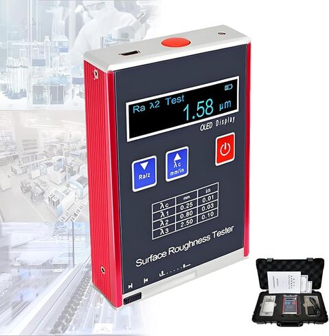 High Precision Portable Roughness Tester, 0.01μm Accuracy, OLED Display, Measures Ra/Rq 0.05-15μm & Rz/Rt 0.1-50μm, Ideal for Parts Inspection & Quality Control in Saudi Arabia