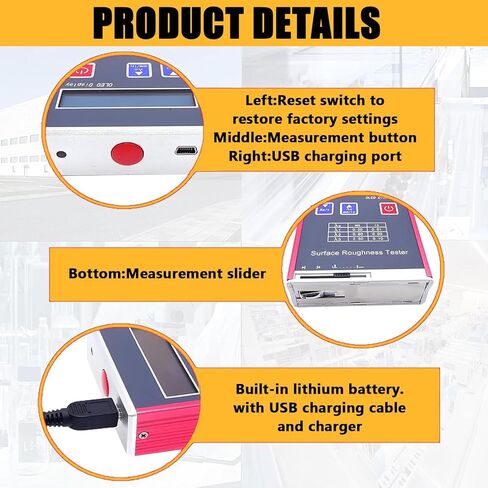 High Precision Portable Roughness Tester, 0.01μm Accuracy, OLED Display, Measures Ra/Rq 0.05-15μm & Rz/Rt 0.1-50μm, Ideal for Parts Inspection & Quality Control in Saudi Arabia