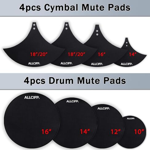 Drum Mute Pads, 14 Pieces Drum Silencer Pads Set with Drum Sound Dampeners and Cymbal Muffler Pads, by ALLCIFP in Kuwait