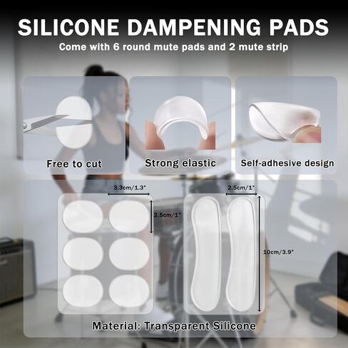 Drum Mute Pads, 14 Pieces Drum Silencer Pads Set with Drum Sound Dampeners and Cymbal Muffler Pads, by ALLCIFP in Kuwait