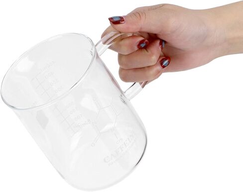 Focket Beaker Mug Borosilicate Glass Cup with Measuring Scale and Handle for Chemistry Enthusiasts and Science Lovers 16oz in Saudi Arabia