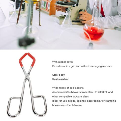 2pcs Beaker Tongs, Leaf Clean Tongs Laboratory Glassware Chemical Beaker Tongs Red Rubber Coated Ends for 50mL to 2000mL Beakers Labware in Saudi Arabia