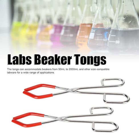 2pcs Beaker Tongs, Leaf Clean Tongs Laboratory Glassware Chemical Beaker Tongs Red Rubber Coated Ends for 50mL to 2000mL Beakers Labware in Saudi Arabia