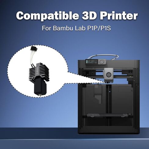 طقم رأس الطباعة الطارد المتكامل والمجمع من السيراميك P1P/P1S Hotend مقاس 0.4 مم (بدون تسرب) - استبدال الطرف الساخن للطابعة ثلاثية الأبعاد مع فوهة فولاذية صلبة، وثرمستور، وخرطوشة سخان وكتلة حرارية in Kuwait