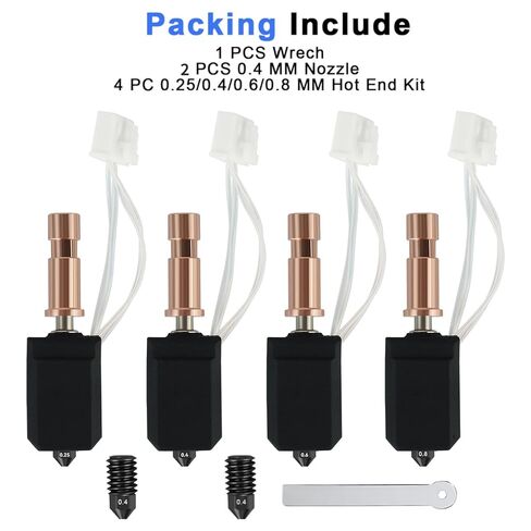 4 Pack Ceramic Hotend Kit for Anycubic Kobra S1 Combo - 0.25/0.4/0.6/0.8MM Extruder Hotend Kit & 2 Extra Hardened Steel Nozzle 200K Thermistor High Temperature Heater Block for Anycubic Kobra S1 in Saudi Arabia