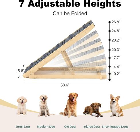 يدعم منحدر الكلب للسرير ، منحدر من الكلب 40 بوصة للسيارة ، ما يصل إلى 200 رطل ، مع 4 "إلى 26" 4 أرقام ، وسادات السجاد غير المنزلق ، والمنحدرات الأليفة القابلة للطي الخشبية لسيارات الدفع الرباعي ، والسرير ، والسرير ، والسرير ، والأريكة in Kuwait