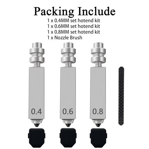 3PK 0.4MM 0.6MM 0.8MM Kobra X Nozzles Integrated Hardened Steel Nozzles Hotend Quick-Detachable Extruder Print Head Kit Hot End with 3PK Silicone Cover Nozzle Wiper for Anycubic Kobra X Combo in Kuwait