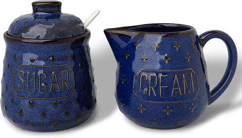 مجموعة السكر والكريمة السيراميكية من GDCZ، مجموعة تقديم القهوة، وعاء السكر مع ملعقة وإبريق كريم، كريمة الحليب وحاوية السكر (أبيض) in Kuwait