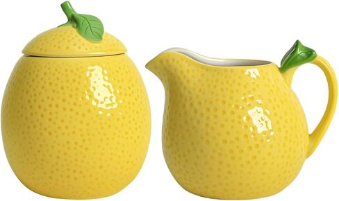 طقم كريمة ووعاء سكر من السيراميك على شكل ليمون من تشوولد، إبريق كريم، وعاء سكر مع غطاء، مجموعة تقديم القهوة in Kuwait