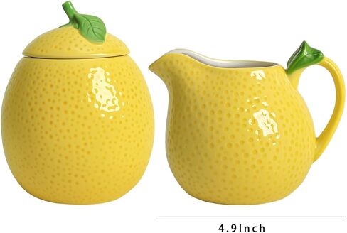طقم كريمة ووعاء سكر من السيراميك على شكل ليمون من تشوولد، إبريق كريم، وعاء سكر مع غطاء، مجموعة تقديم القهوة in Kuwait