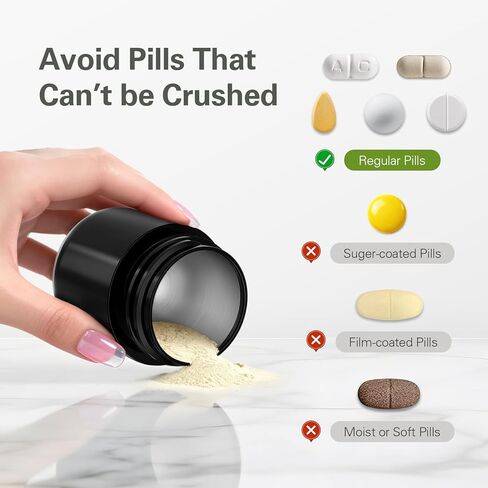 كسارة حبوب الدواء من الفولاذ المقاوم للصدأ من ديباد، مسحوق ناعم لكسارة حبوب الدواء، كسارات حبوب الدواء لكبار السن والحيوانات الأليفة، مطحنة حبوب الدواء مسحوق ناعم مع فرشاة، ملتوية للطحن in Kuwait