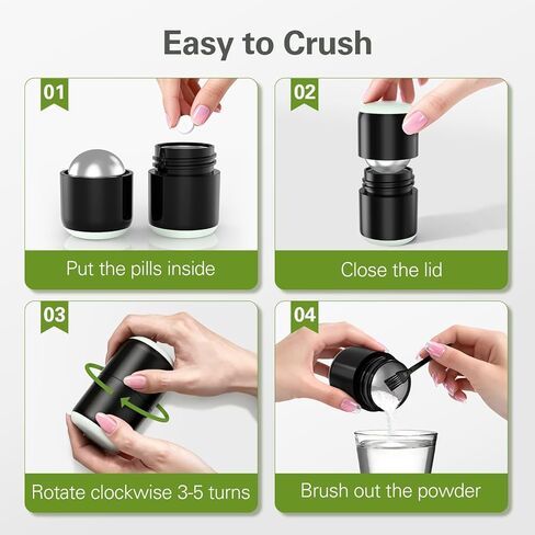 كسارة حبوب الدواء من الفولاذ المقاوم للصدأ من ديباد، مسحوق ناعم لكسارة حبوب الدواء، كسارات حبوب الدواء لكبار السن والحيوانات الأليفة، مطحنة حبوب الدواء مسحوق ناعم مع فرشاة، ملتوية للطحن in Kuwait