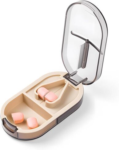 Daviky Pill Cutter Splitter with Removable Silicone Pad, Safe and Precise Cutting for Large, Small & Tiny Pills, Vitamins and Tablets, Stainless Steel Blade, Travel Size, BPA Free in Kuwait