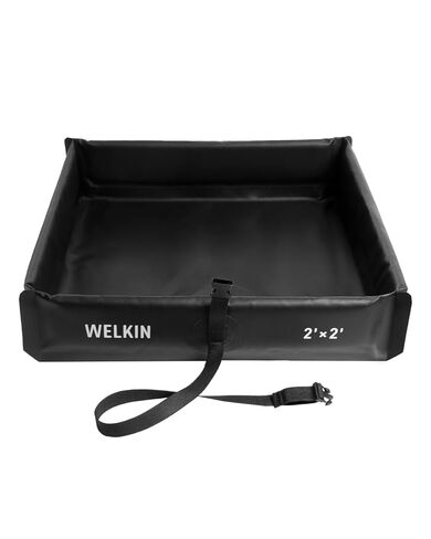 حاجز احتواء الانسكابات من ويلكن، بركة بطة قابلة للطي، صينية احتواء ثانوية محمولة، لتغيير الزيت وحماية تحت التنقيط (أسود، 2 × 2 بوصة) in Kuwait