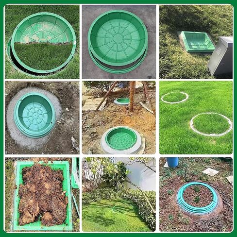 24in Round Manhole Cover and Frame, Recessed Septic Tank Lid Green Sewage Basin Cover Hidden Manhole Cover for Outdoor Parks Grass Pot Well (24in (60cm)) in Saudi Arabia