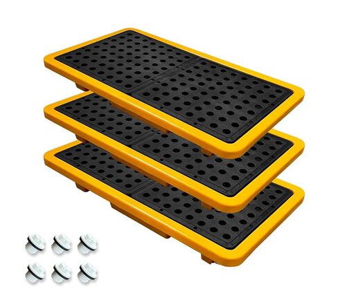 منصة نقالة لاحتواء الانسكابات مع استنزاف سعة 5.3 جالون 26 × 14 × 4.7 بوصة للتحكم في الانسكابات للحاويات الكيميائية للمختبر على سطح الطاولة ومرآب سطح الطاولة ووحدات قابلة للتعشيش وسهلة النقل ومتينة من مادة البولي إيثيلين عالي الكثافة in Kuwait