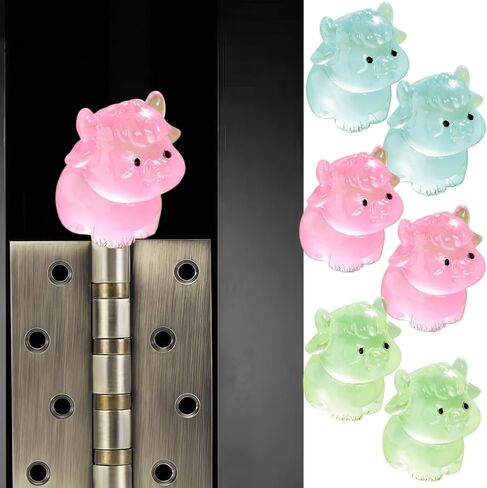 Hinge Heads Decorative Topper Set 6PCS, Home Decoration,Magnetic Hinge Head Toppers Door Hinge, Cute Mini Creative Luminous Yak and Bull Resin Ornament in Saudi Arabia