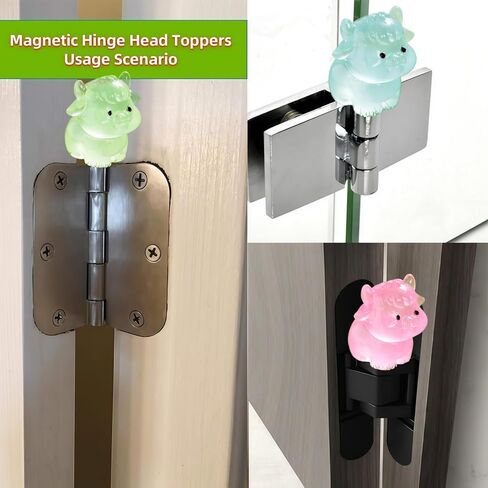 Hinge Heads Decorative Topper Set 6PCS, Home Decoration,Magnetic Hinge Head Toppers Door Hinge, Cute Mini Creative Luminous Yak and Bull Resin Ornament in Saudi Arabia