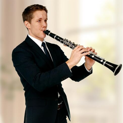 Bb Clarinet for Beginners, Bb Nickel-plated 17 Keys Clarinet for Students, Professionals and School Bands, with Hard Foam Case Barrels*2 Pads*8 Stand Cleaning Kit and White Gloves (Black) in Kuwait