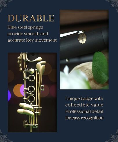 AKLOT B Flat Concert Clarinet: Precision Tone Hole Design for Stable Intonation, Durable Ancient Bronze-Style Keys, Including Leather Hard Case, Barrel, Stand, Full Cleaning Kit (Aria-ABV) in Kuwait