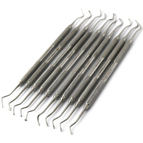 مجموعة من 10 ملاعق للأسنان، أدوات ترميم وتجويف الأسنان وإزالة التسوس، أدوات مزدوجة الأطراف in Kuwait