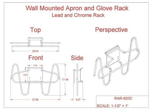 X-Ray Apron & Glove Rack (Wall Mount) - 1 Apron/2 Glove Capacity, Chrome in Kuwait