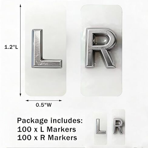 X-ray Markers with Lead Letters "L" & "R", 100Pcs Each, Small Rectangle Radiology Markers, Darkroom Supplies for Radiologists Nurses Doctors Orthopedic Students in Kuwait