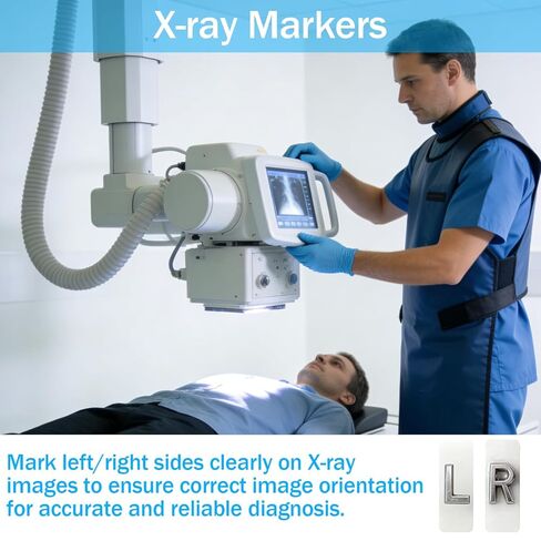 X-ray Markers with Lead Letters "L" & "R", 100Pcs Each, Small Rectangle Radiology Markers, Darkroom Supplies for Radiologists Nurses Doctors Orthopedic Students in Kuwait