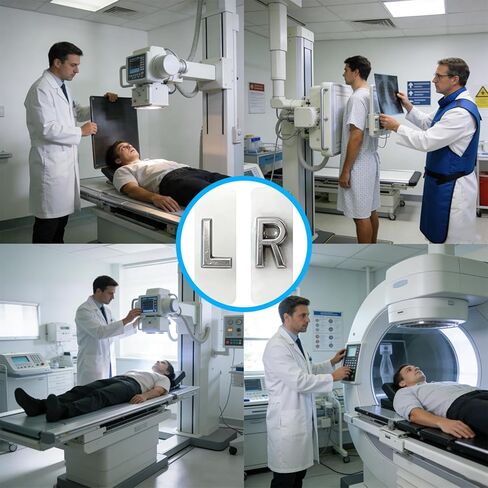 X-ray Markers with Lead Letters "L" & "R", 100Pcs Each, Small Rectangle Radiology Markers, Darkroom Supplies for Radiologists Nurses Doctors Orthopedic Students in Kuwait