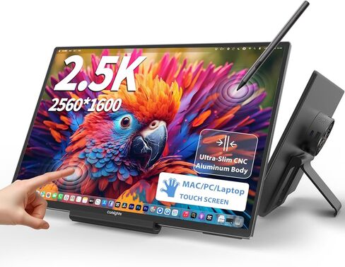 مراقبة شاشة تعمل باللمس المحمولة لنظام التشغيل Mac - يدعم التحكم في Mac Touch الأصلي و 13.3 بوصة 2560x1600 2K (مطابقة الكمبيوتر المحمول الممتاز) ، سطوع 350nit ، USB -C لنظام التشغيل Windows/Android/Switch in Kuwait