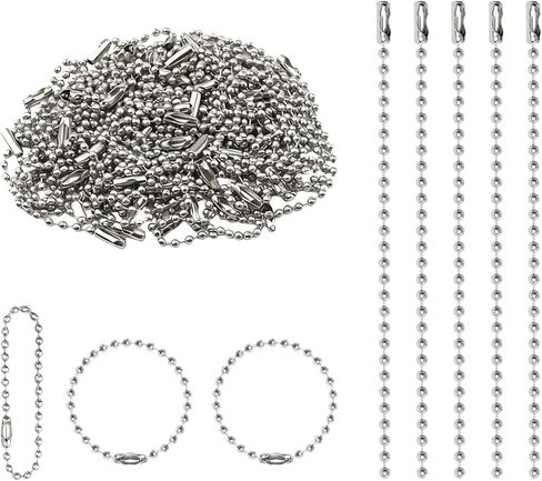 100 Pcs Ball Bead Chain, 4.72 Inch Dog Tag Chain, Stainless Steel Ball Chain Keychain and Connector Clasp, Silver Ball Bead Chain Bulk for Jewelry Making Key Rings Crafts DIY Hanging Decoration in Saudi Arabia