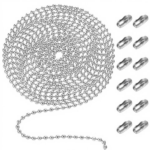 10 Feet Bead Pull Chains Extension 4.5mm Beaded Ball Chain with 12PCS Connectors Stainless Steel Dog Tag Chain for Window Blind Vertical Window Roller Chains Plumbing and Equipment Labeling in Kuwait