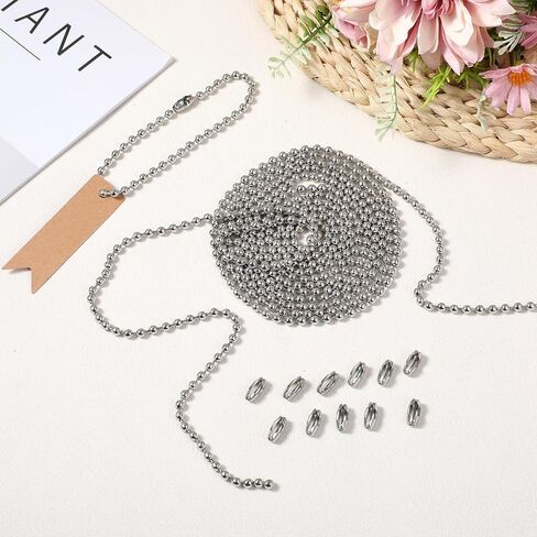 10 Feet Bead Pull Chains Extension 4.5mm Beaded Ball Chain with 12PCS Connectors Stainless Steel Dog Tag Chain for Window Blind Vertical Window Roller Chains Plumbing and Equipment Labeling in Kuwait