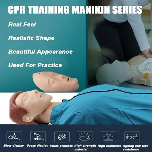 مدرب محترف للإنعاش القلبي الرئوي، طقم تدريب على الإنعاش القلبي الرئوي بالحجم الطبيعي بطول 5.4 قدم مع وحدة تحكم للعرض، لون بشرة متوسط، لتدريب مهارات التمريض لدى الأطباء in Kuwait