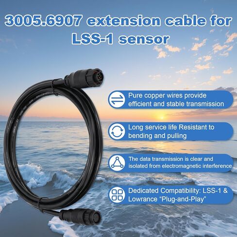 3005.6907 9-Pin Transducer Extension Cable 10ft, Compatible with Lowrance LSS-1 StructureScan, 3005.6907 Marine Grade Waterproof Extension Cable, 000-00099-006 in Kuwait