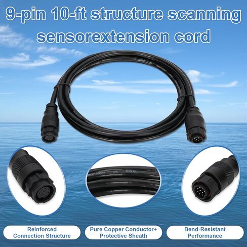 3005.6907 9-Pin Transducer Extension Cable 10ft, Compatible with Lowrance LSS-1 StructureScan, 3005.6907 Marine Grade Waterproof Extension Cable, 000-00099-006 in Kuwait